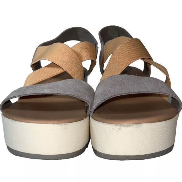 Sorel Women Sandals Cameron Flatform Chrome Grey Chalk Slingback Wedge shoes - Picture 5 of 7